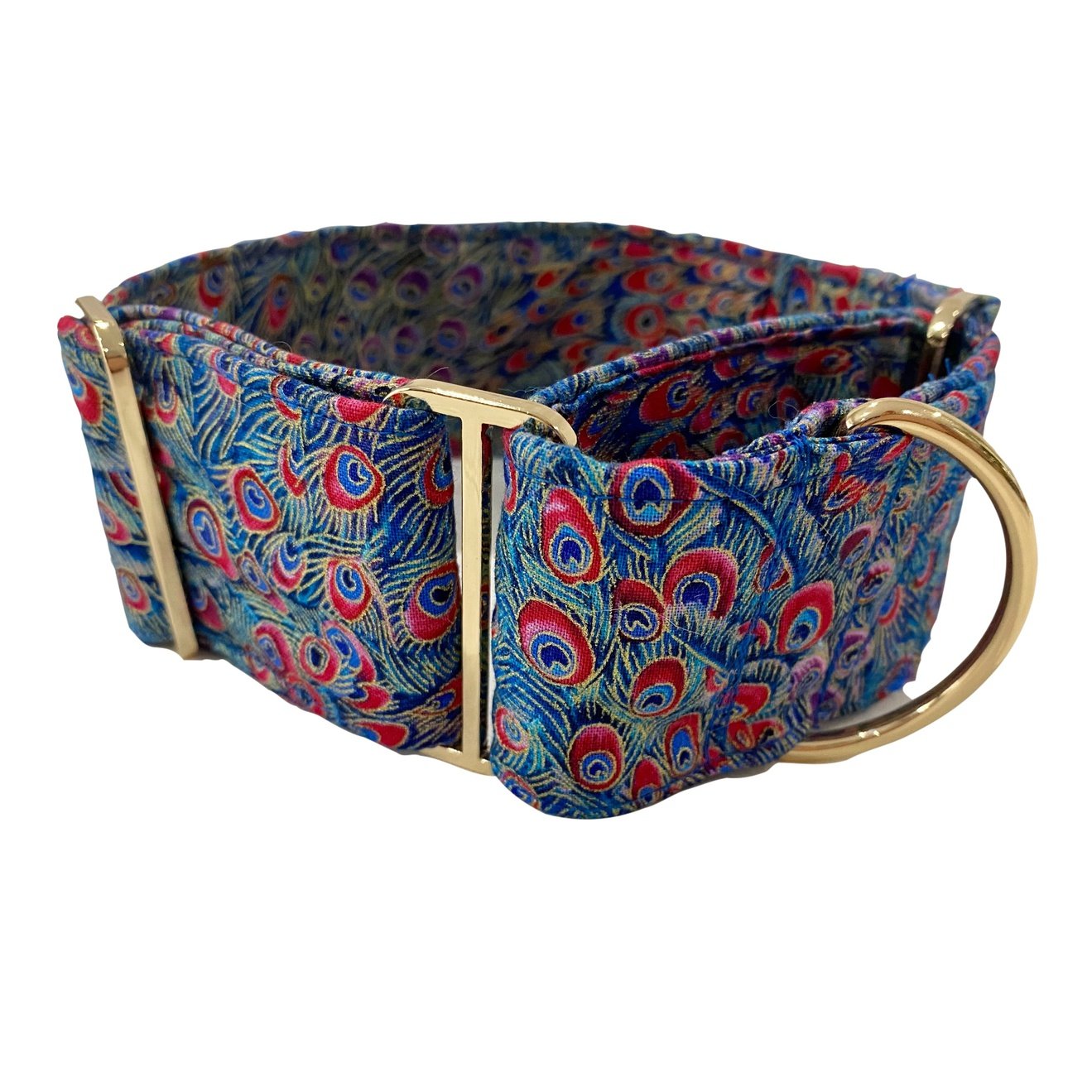 Peacock Blue Martingale Dog Collar: 5cm wide - info-0712