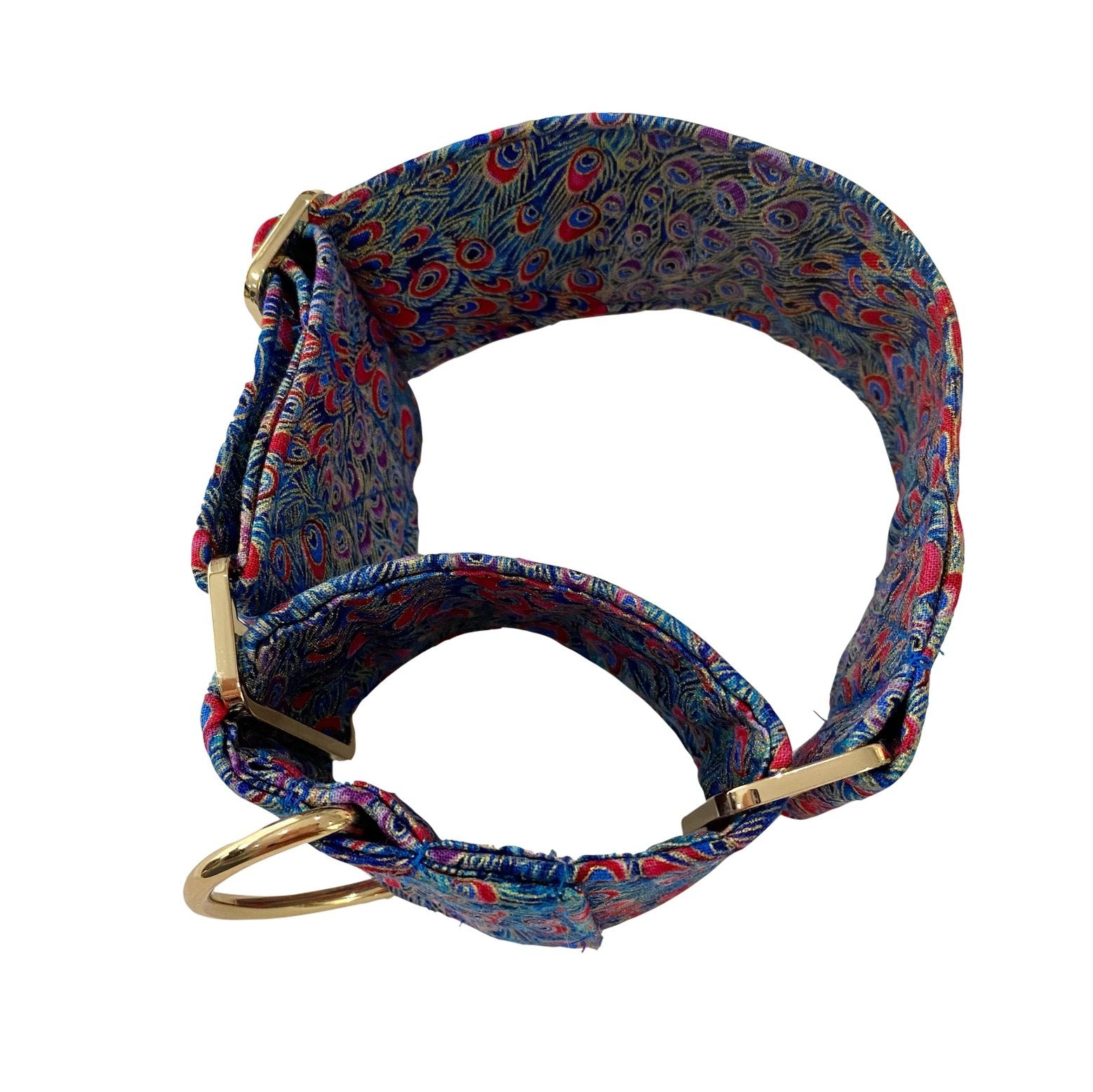 Peacock Blue Martingale Dog Collar: 5cm wide - info-0712