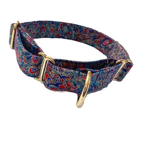Peacock Blue Martingale Dog Collar: 2.5cm wide - info-0712